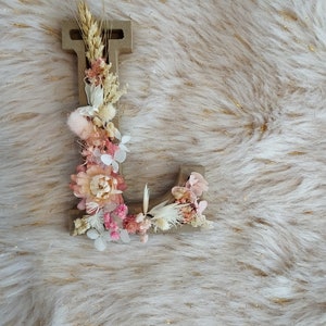 Flores secas, letras de madera, decoración para habitación de bebé, boda, bautismo y cumpleaños.
