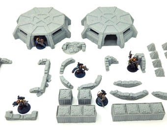 Tabletop Wargame Military Bunker Outpost Defense Kit Militarum Krieg Strategy Terrain Bundle Includes Sandbag Parapets, Tank Traps , Gabions