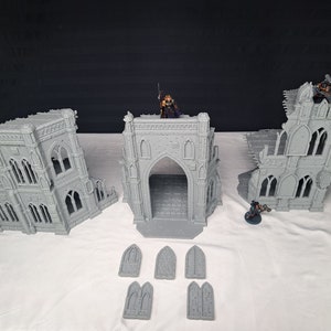 3 Large Grimdark Ruined Buildings - Gothic Imperial Ruins - AOS Terrain - Imperial Legion Ruins - Wargaming Terrain Bundle