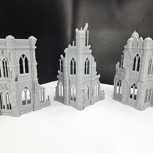 9x Piece 10th Edition Tournament Set A - 3D Printed ruins - Sci-Fi Ruins - Gothic Buildings for 28mm Wargames - Ideal for Tournament Play