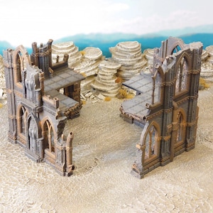 Gothic Terrain - Set D - Tabletop Ruins - Tabletop Terrain Set - Wargame Scenery - 28mm - AOS - Ancient Ruined Town - Sci-Fi Ruins
