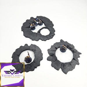 Battlefield Crater Scenery Terrain Bundle - Tabletop Grimdark Set -  AOS - Sci-Fi Scenery - Blast Craters - Wargaming Scatter Terrain