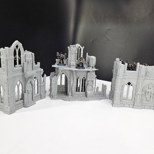 6x Piece 10th Edition Tournament Set B - 3D Printed ruins - Sci-Fi Ruins - Gothic Buildings for 28mm Wargames - Ideal for Tournament Play