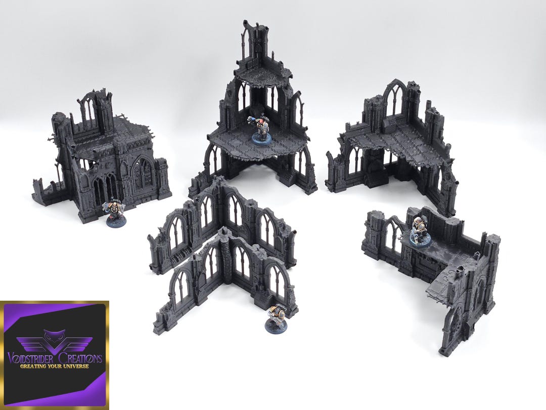 4 Building Grimdark Terrain Set - Warzone Wargaming Buildings & Ruins ...