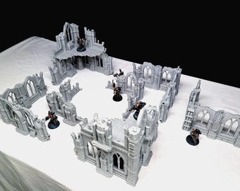 x9 Building Set B - Grim Dark Ruins - Tabletop Terrain Bundle - DND RPG Terrain - Tabletop Ruins - AOS - Imperial Legion Ruins - Sci-Fi