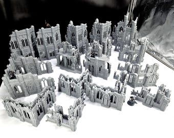 x42 Piece 11th Edition Tournament Set - 28mm Wargames - 3D Printed ruins - Sci-Fi - Grimdark City Bundle - Ideal for Tournament Play