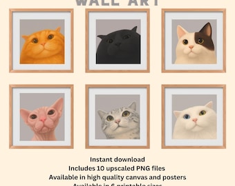 Funny Cat Wall Art for Bathroom Decor Canvas Dorm Room Sassy Cat Poster Cute Cat Illustration for Nursery Cat Owners Kawaii Wall Print Gift