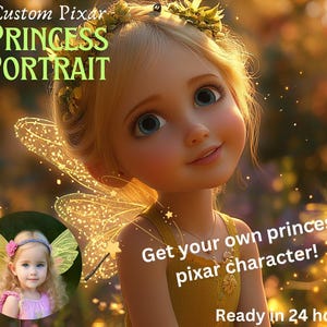 Custom Portrait Tinkerbell Inspired Digital Art Fairy Princess Personalized Drawing Enchanted Forest Style For Tinkerbell Fan Birthday Gift