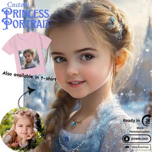 Custom Frozen Portrait Elsa Kids Personalized Photo Disney Princess Birthday Gifts Little Girl Frozen Decor Kids AI Elsa Art Poster Digital