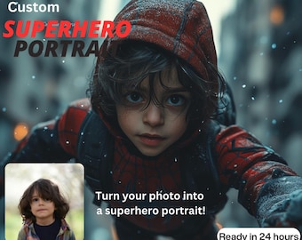 Custom Spider-Man Portrait Gift For Boys Personalized Superhero Style Photo Birthday Gift For Sons Kids Spider-Man Portrait Christmas Gift