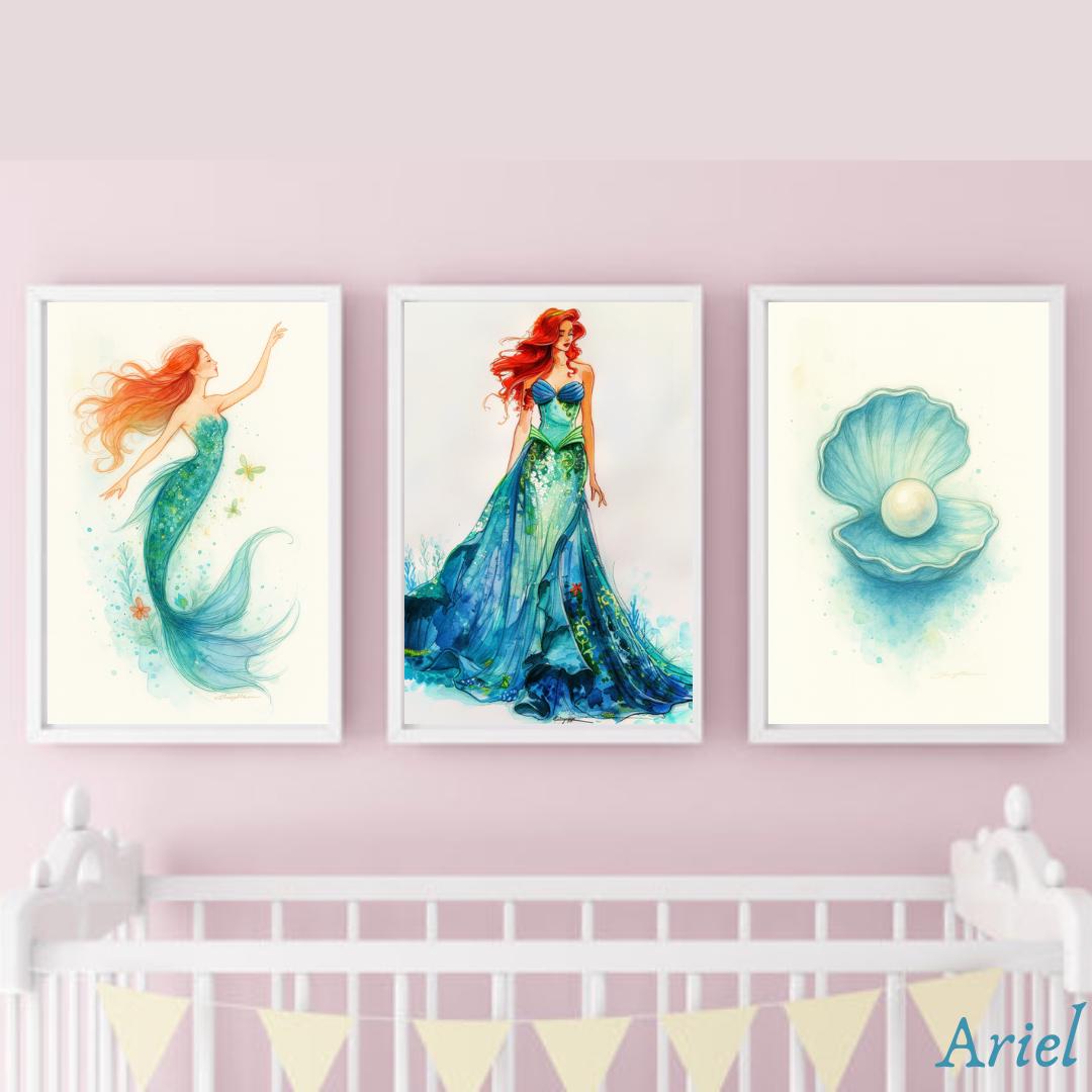 Girls Room Wall Art Disney Princess Poster Set Nursery Art Frozen Elsa ...
