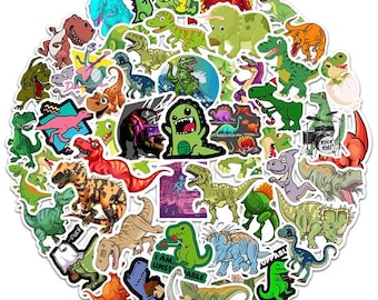 Dinosauriefödelsedagskalasdekal, klistermärke med vattenflaska, T-Rex-klistermärke för skolmaterial, dinosaurieklistermärkesset för scrapbooking, barnkammardekal med dinosauriemotiv