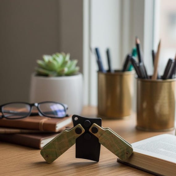 A genuinely handcrafted wooden spinning fidget — smooth, satisfying, and desk-worthy in a way that plastic spinners never were.