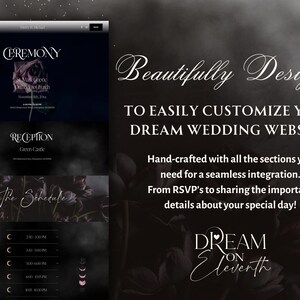 Gothic Wedding Website Template Squarespace, Flower Wedding Template, Black and White Wedding Template, Boho Wedding, Custom Wedding Website image 9