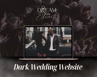 Gothic Wedding Website Template Squarespace, Flower Wedding Template, Black and White Wedding Template, Boho Wedding, Custom Wedding Website