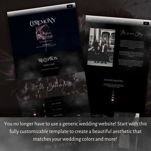 Gothic Wedding Website Template Squarespace, Flower Wedding Template, Black and White Wedding Template, Boho Wedding, Custom Wedding Website image 3