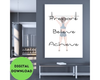 Arte de la pared del gimnasio / decoración del gimnasio en casa / arte de la pared inspirador / decoración de la sala de ejercicios / arte de la pared imprimible / arte del gimnasio / arte motivacional / arte energizante