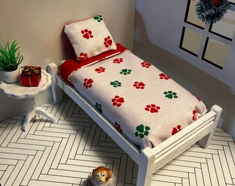 1 kerstbeddengoed met dubbele pootafdruk, schaal 12e schaal