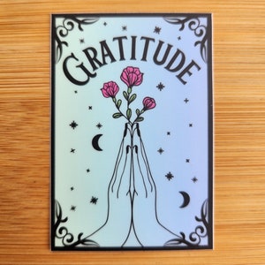 Pegatina de gratitud - Inspiración de manifestación - Linda estética boho chic - Vibraciones positivas - Flores - Oración - Regalo perfecto