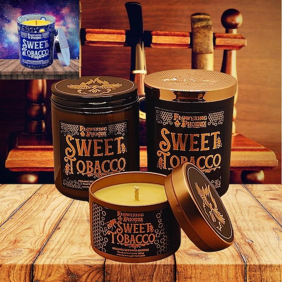 tobacco smelling candles Pipe poured into an apothecary inspired amber jar with a signature kraft label and a brass lid 9 oz Tobacco Artisan Amber