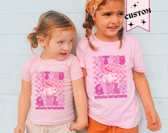 Custom Cowgirl Disco Birthday Shirts, Girls Disco Party Outfits, Western Disco Theme, Personalized Retro Birthday T-Shirts with name Pink
