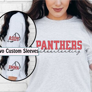 Custom Cheer Shirt, Personalized cheerleading t-shirt, Gift for Cheerleader, coach, cheer mom, Crewneck with customized name and mascot