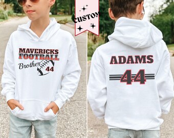 Custom Football Brother Sweatshirt, Personalized Football Sibling T-shirt, Kids Gameday hoodie, Boys sports shirt for brother's game