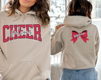 Custom Cheer Team Name Hoodie, Personalized Cheerleading Sweatshirt, Gift for Cheerleader, Cheer Competition Outfit, Name and Mascot Sweater