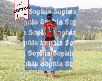 Customized Volleyball Player Blanket, Birthday Volleyball Gift, Teen Girl Gift, Volleyball Player Portrait, Custom volleyball fleece throw