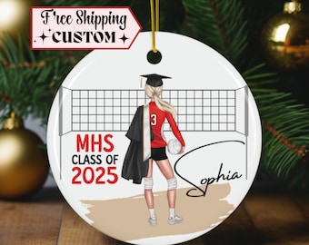 Personalized Volleyball Graduation Gift, Senior Gift Volleyball, Custom Volleyball Ornament,  Volleyball Player Grad Christmas class of 2024