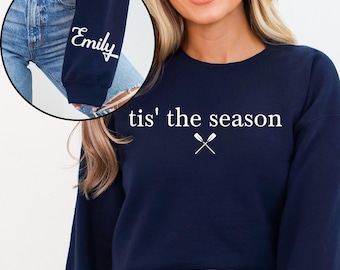 Custom Women’s Rowing Crewneck Sweatshirt with name on sleeve, Personalized Crew Team Name Shirt, Gift for Rower, Unisex Rowing Season Shirt