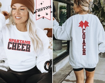 Custom Cheer Coach Sweatshirt, Personalized cheerleading team shirt, Competitive Cheer Coach, high school cheer coach gift, cheer crewneck