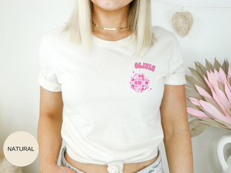 Custom Cowgirl Disco Birthday Shirts, Girls Disco Party Outfits, Western Disco Theme, Personalized Retro Birthday T-Shirts with name Pink image 7