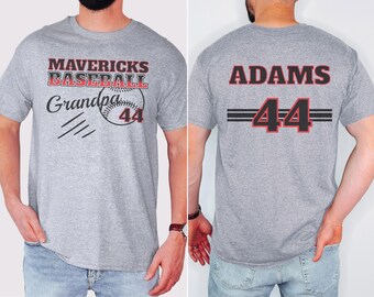 Baseball Grandpa Shirt, Custom Papa Sweatshirt, Team Name Jersey Number Crewneck, Grandparents Gameday tee, Hoodie for grandson's game