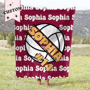 Personalized volleyball blanket, Custom volleyball throw, Gift for volleyball player, Senior Volleyball player, Volleyball Name and number