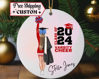 Senior Cheerleading Ornament Custom, Graduation Gift for Cheerleader, High School Cheer Class of 2024, Cheerleading Graduate Christmas Gift