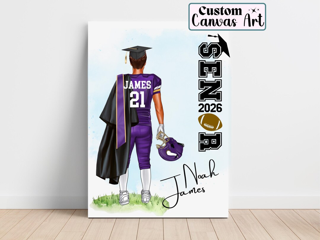 Custom Football Graduation Canvas Wall Art, High School Senior Night ...