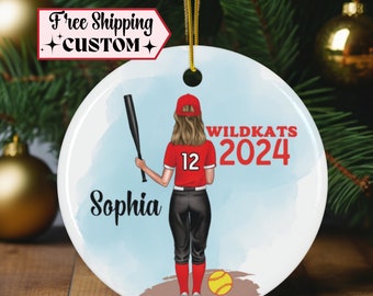 Custom Softball Gift, Ornament for Softball player, Personalized end-of-season gift, Softball Best friend, Team Name Uniform, gift for mom
