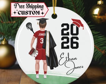 Custom Lacrosse Graduate Ornament, Senior teammate gift, End-of-season party,  LAX Player, Grad Christmas keepsake, Basketball teen boy