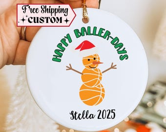 Customized Basketball Player Ornament, Christmas Basketball Gift for Teen Girl, Personalized Ornament 2025, Cute Snowman Ornament with Name