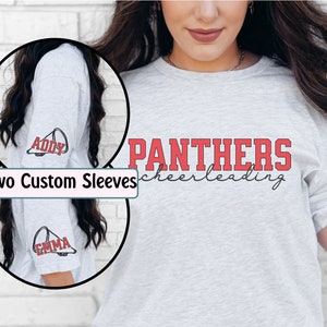 Custom Cheer Shirt, Personalized cheerleading t-shirt, Gift for Cheerleader, coach, cheer mom, Crewneck with customized name and mascot