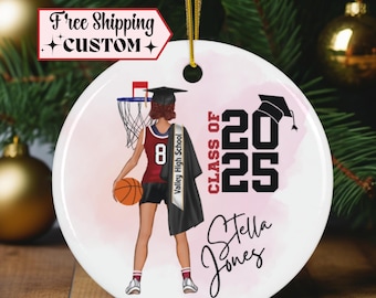 Custom Basketball Graduate Ornament, Senior teammate gift, End-of-season party,  Basketball Player Grad Christmas, Basketball Girl, Mom