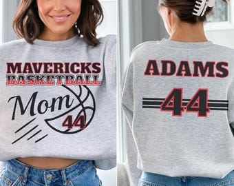Game Day Basketball Mom Sweatshirt, Personalized Basketball Team Shirt, Mama Basketball Season, Basketball Mom Kids Name Number Sweatshirt