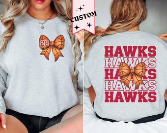 Custom Basketball Sweatshirt, Game Days Shirt, Women's Basketball Mom Sweater, Coquette Bow, Jersey Number, Personalized Team Spirit Shirt