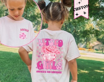 Custom Cowgirl Disco Birthday Shirts, Girls Disco Party Outfits, Western Disco Theme, Personalized Retro Birthday T-Shirts with name Pink