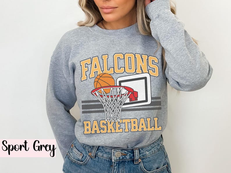 Custom Basketball Sweatshirt, Personalized Team name Crewneck, basketball girlfriend, Shirt for girl, women, boy, Youth basketball team Sport Grey