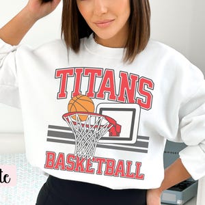 Custom Basketball Sweatshirt, Personalized Team name Crewneck, basketball girlfriend, Shirt for girl, women, boy, Youth basketball team White