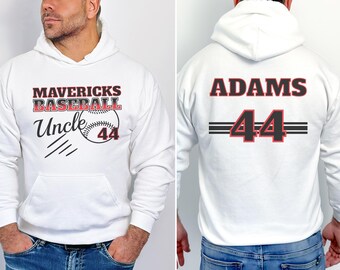 Custom Baseball Uncle Sweatshirt, Matching Family Gameday Shirts, Team Name Jersey Number Crewneck, Hoodie for nephews game, Uncles Game Tee