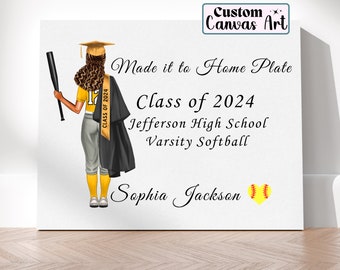 Softball Senior Canvas Wall Art, Softball Senior Night, High School Graduation, Custom Printable for Softball Player, Senior 2026 Decoration