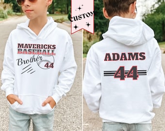Custom Baseball Brother Sweatshirt, Personalized Sibling T-shirt, Kids Gameday hoodie, Boys sports shirt for brother's game, softball tee